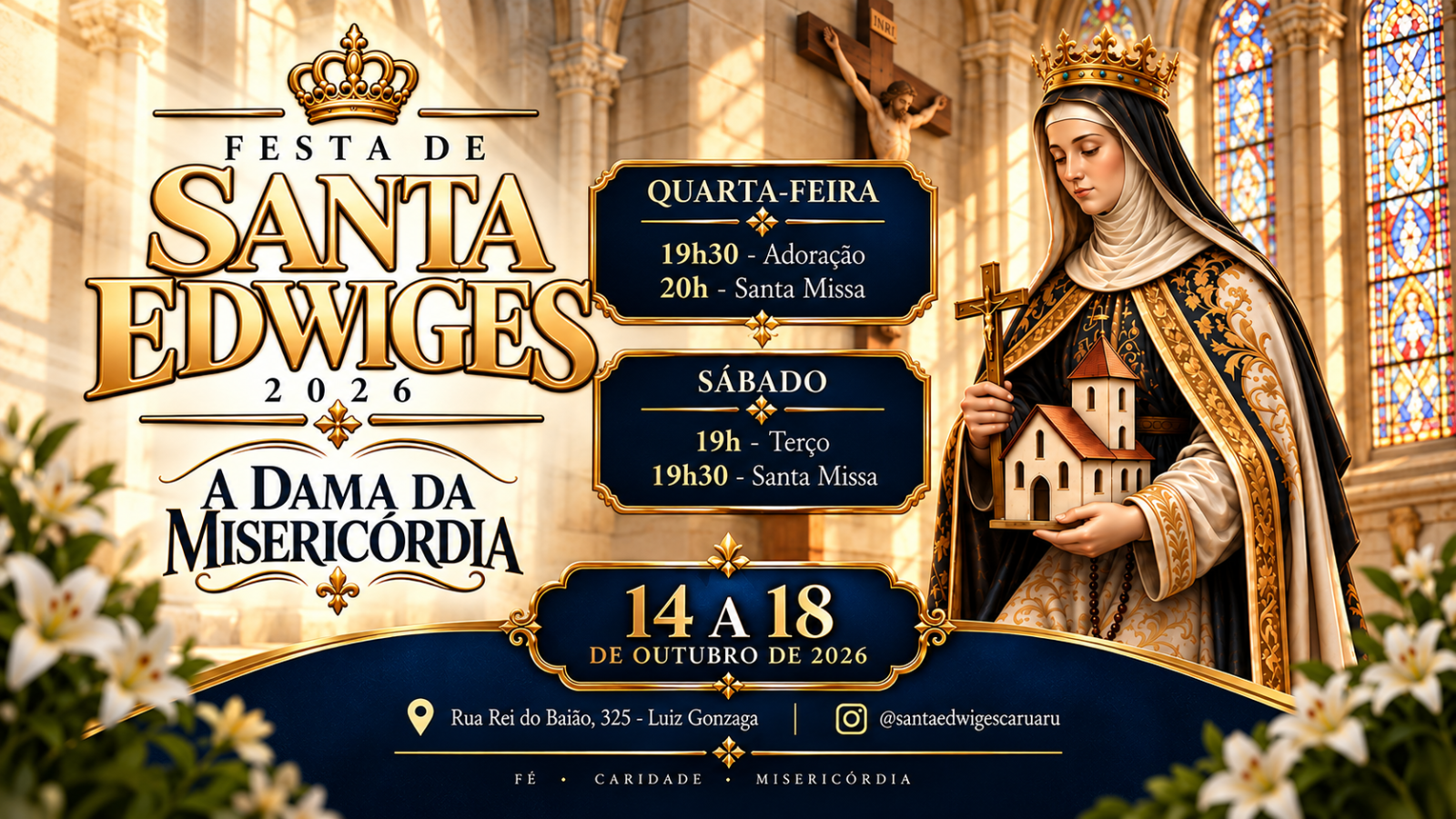 Festa de Santa Edwiges 2026: comunidade se prepara para celebrar a “Dama da Misericórdia”